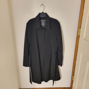 London Fog Women's Black Trench Coat - Size (L-Reg) - Excellent Condition